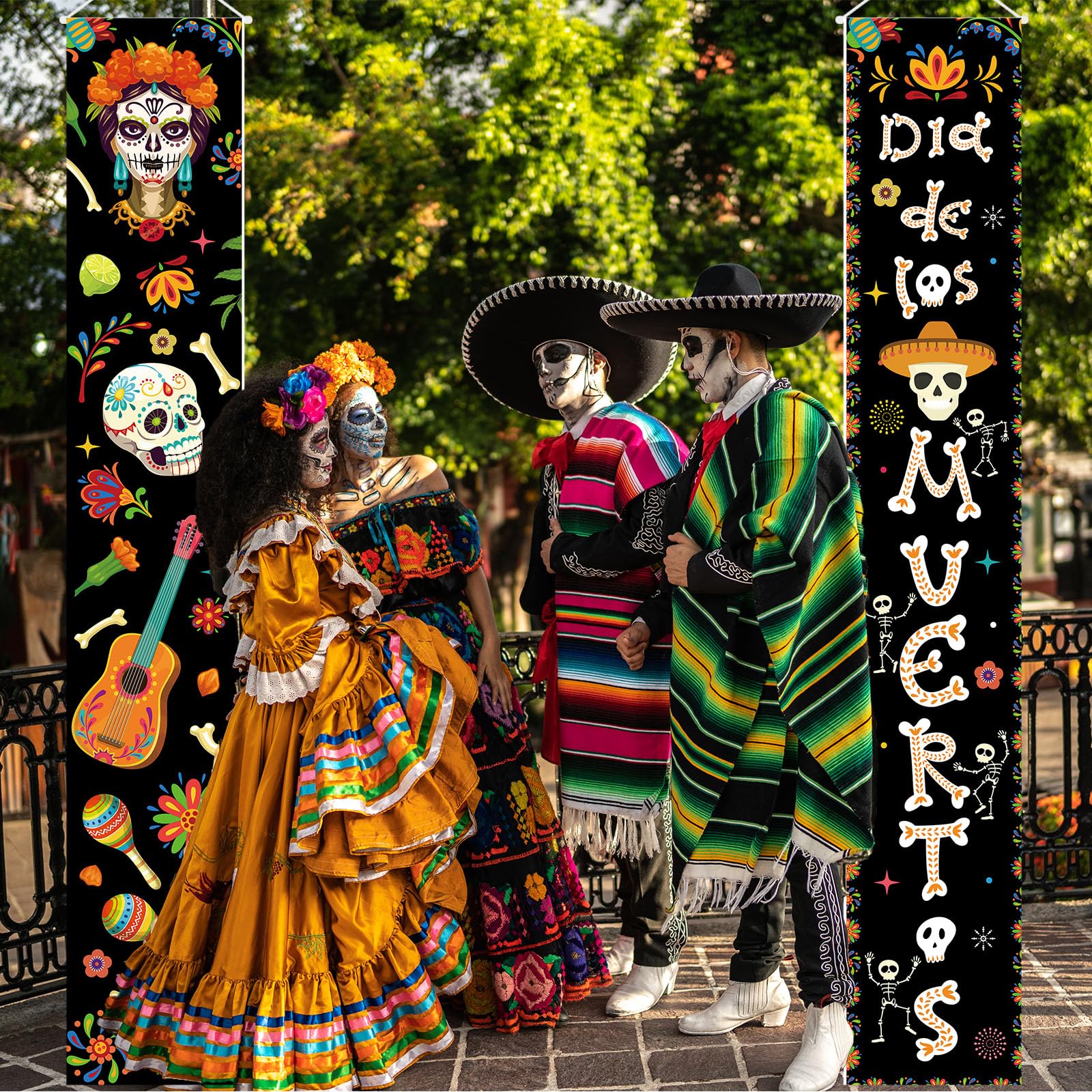 Fall Harvest Scarecrow Porch Banner Sign - Autumn Thanksgiving Front Door Decorations, 12 x 71 Inch