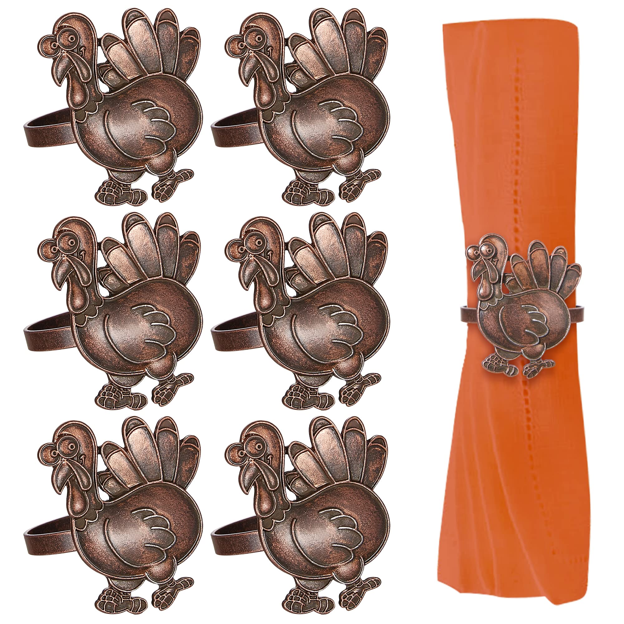 Halatool Set of 12 Thanksgiving Napkin Rings- Fall Harvest Rustic Pumpkin Napkin Holder, Alloy Dinner Tables Napkin Ring Decoration for Thanksgiving Halloween Holidays Gathering Party (Silver)