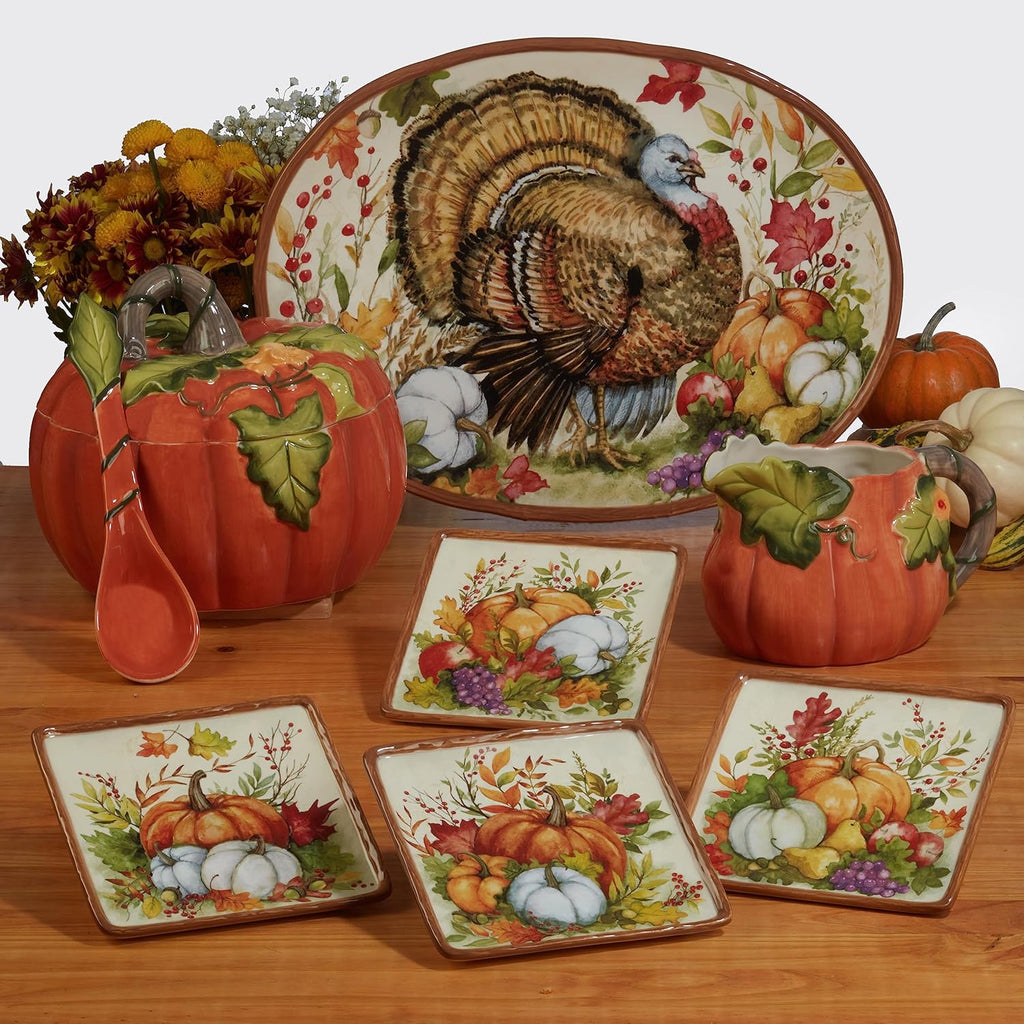 Certified International Harvest Blessings Oval Turkey Platter, 16" x 12"