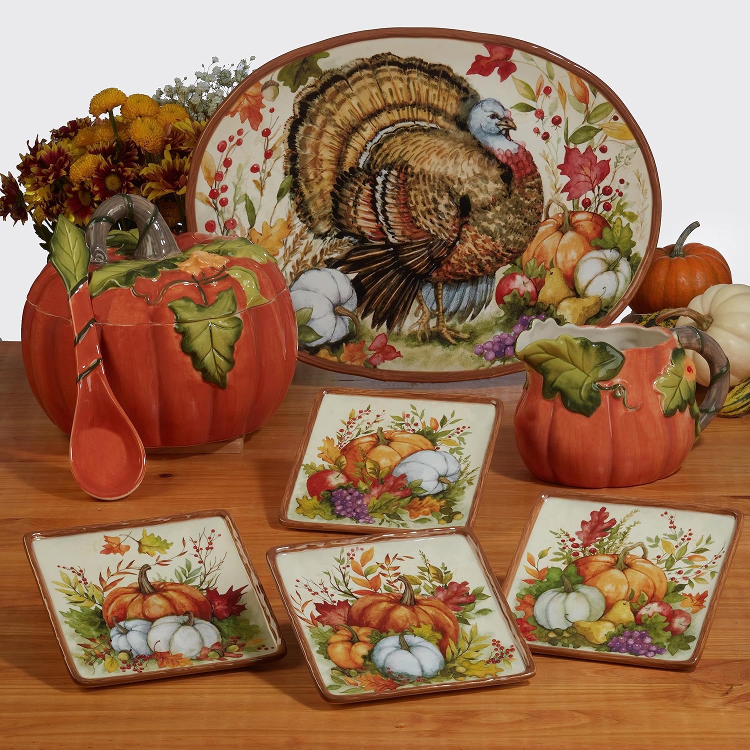 Certified International Harvest Blessings Oval Turkey Platter, 16" x 12"