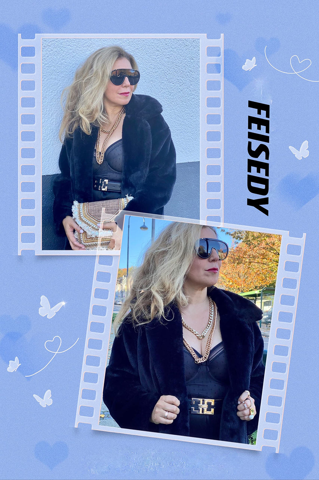 FEISEDY Sunglasses Women Oversized One Piece Frame UV400 Sun Glasses Trendy Retro Shades B2580