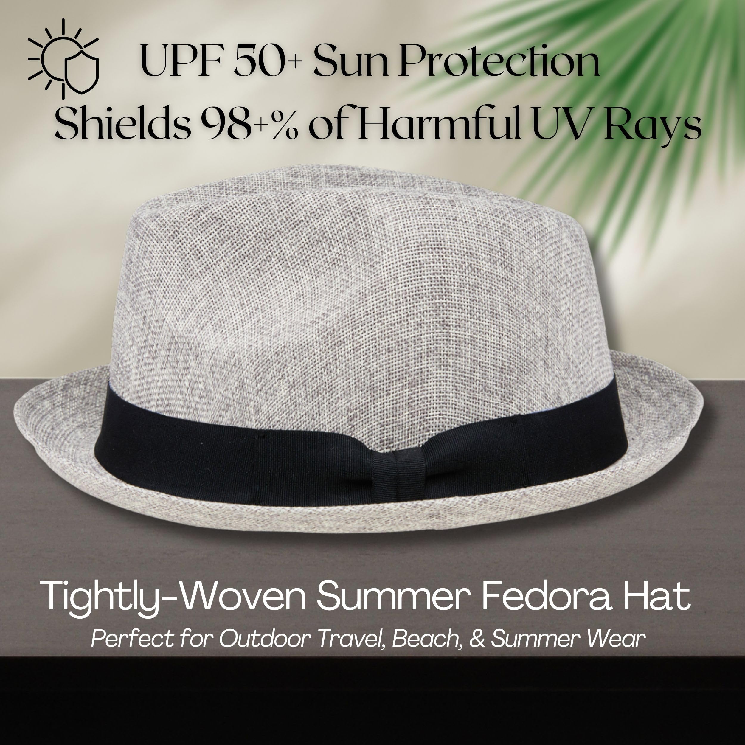 Funky Junque Premium Fedora Hat - Stylish Sun Protection for Men & Women - Perfect for Summer Beach, Travel & Outdoors