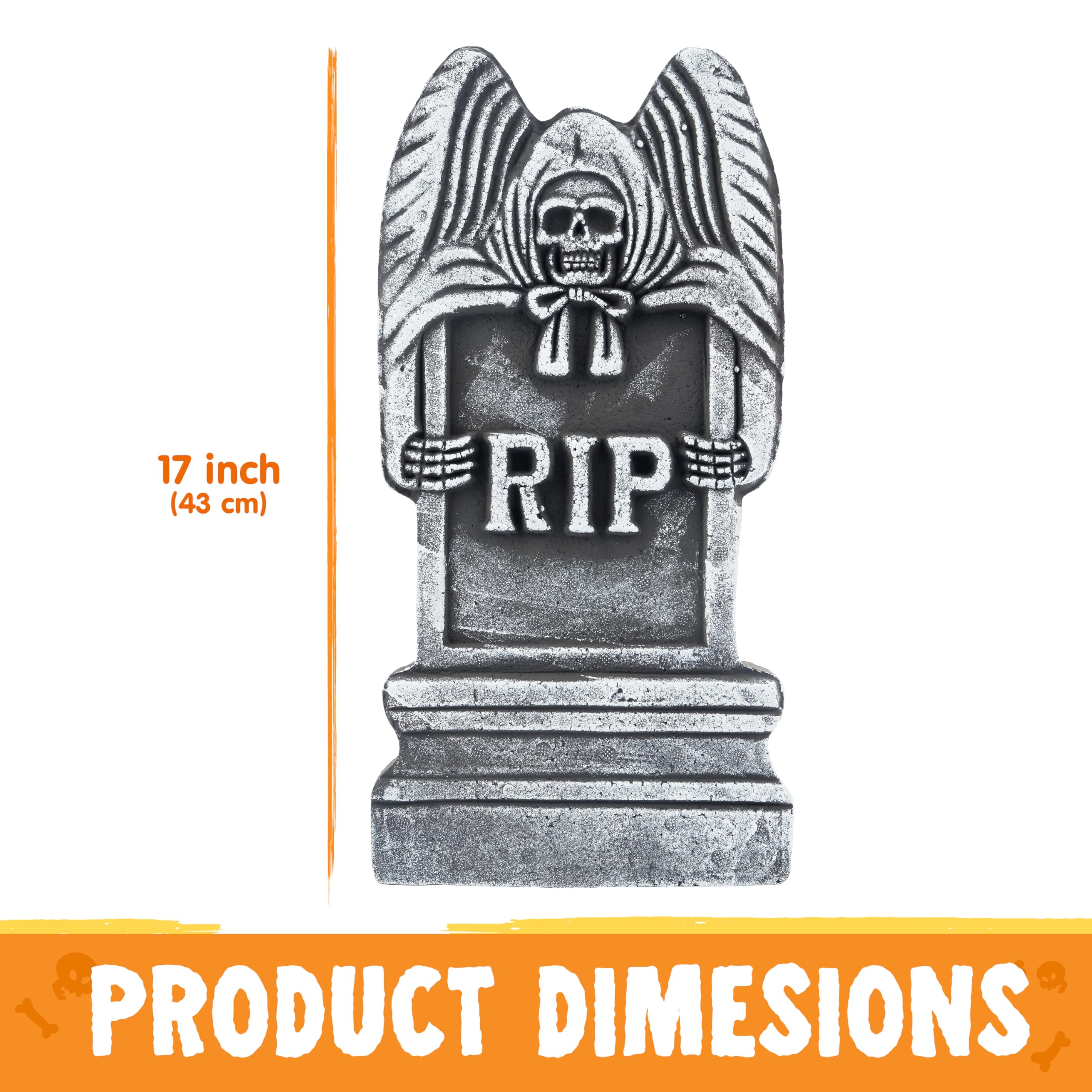 JOYIN 17” Halloween Foam RIP Graveyard Tombstones (5 Pack), Halloween Tombstones Outdoor Decorations for Graves Decorations with 12 Metal Stakes for Cemetery Yard Lawn Party Decor