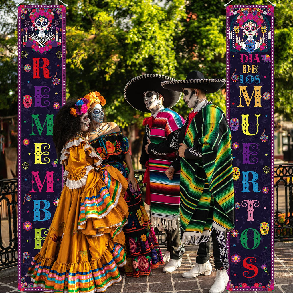 Fall Harvest Scarecrow Porch Banner Sign - Autumn Thanksgiving Front Door Decorations, 12 x 71 Inch