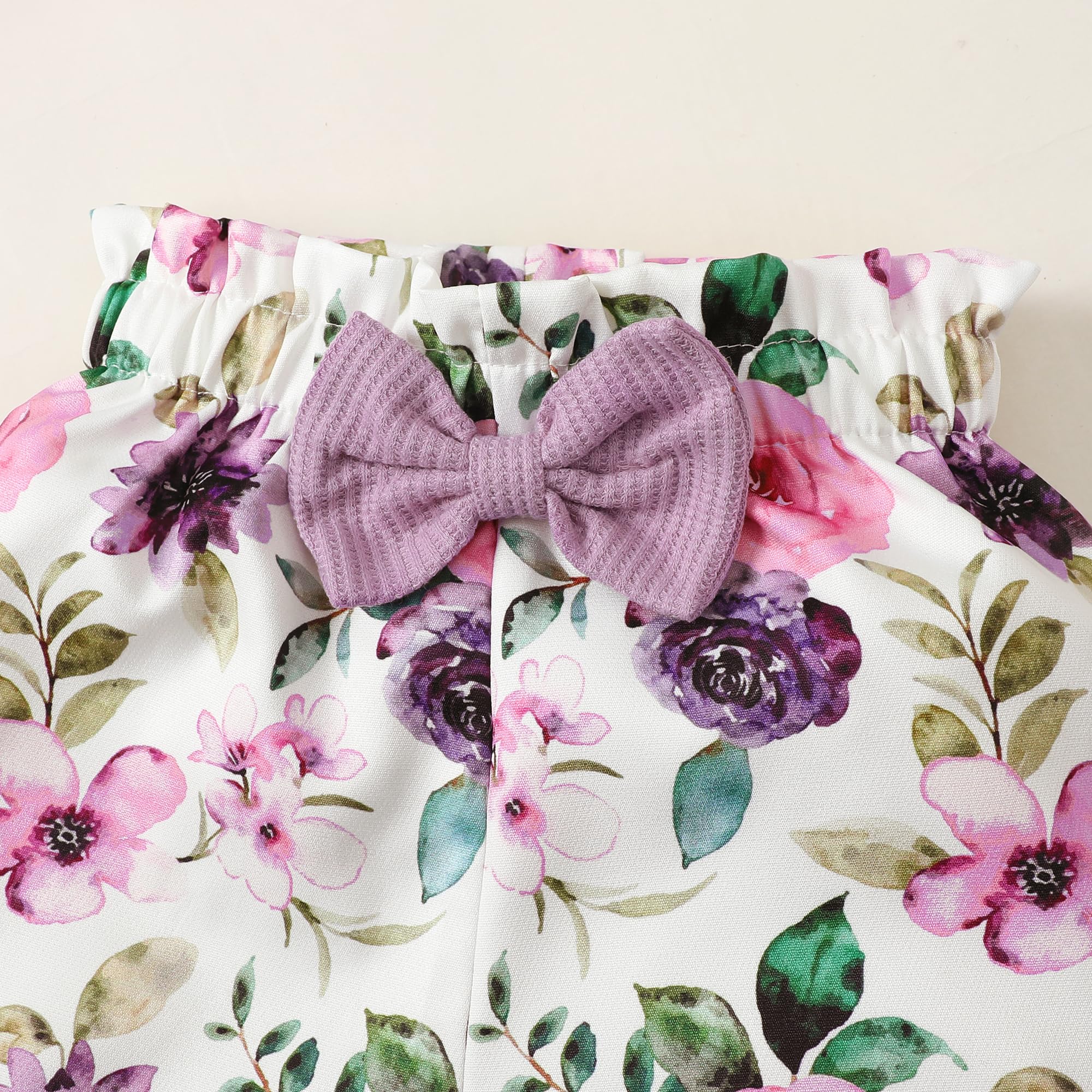 YALLET 3Pcs Toddler Girl Clothes Solid Color Long Sleeves Ruffle Top+Floral Pants+Headband 1-6 Years Fall/Winter Outfits Set