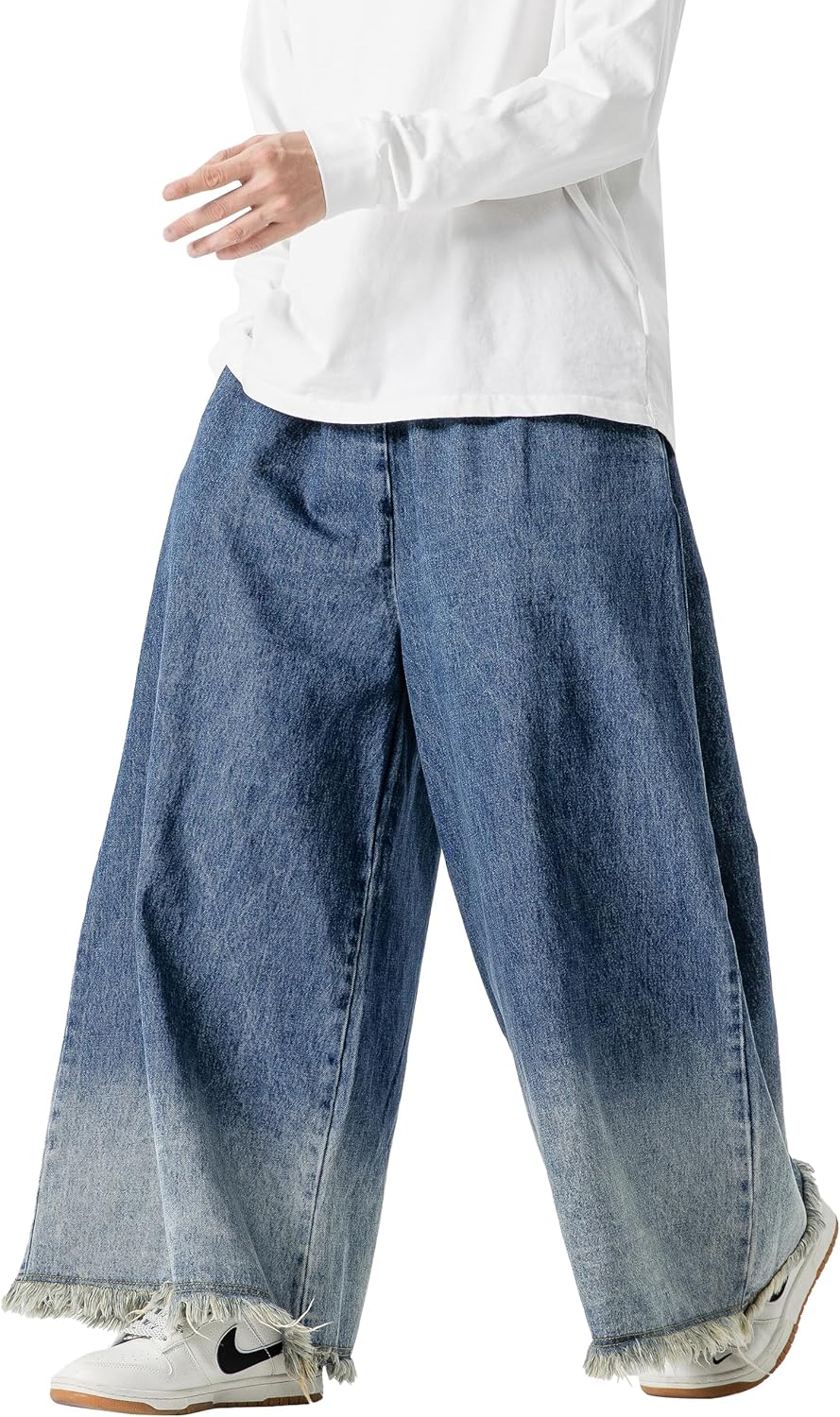 DOSLAVIDA Baggy Jeans for Men Wide Leg Hip Hop Jean Stylish Loose Fit Denim Pants Casual Streetwear Skateboard Pants