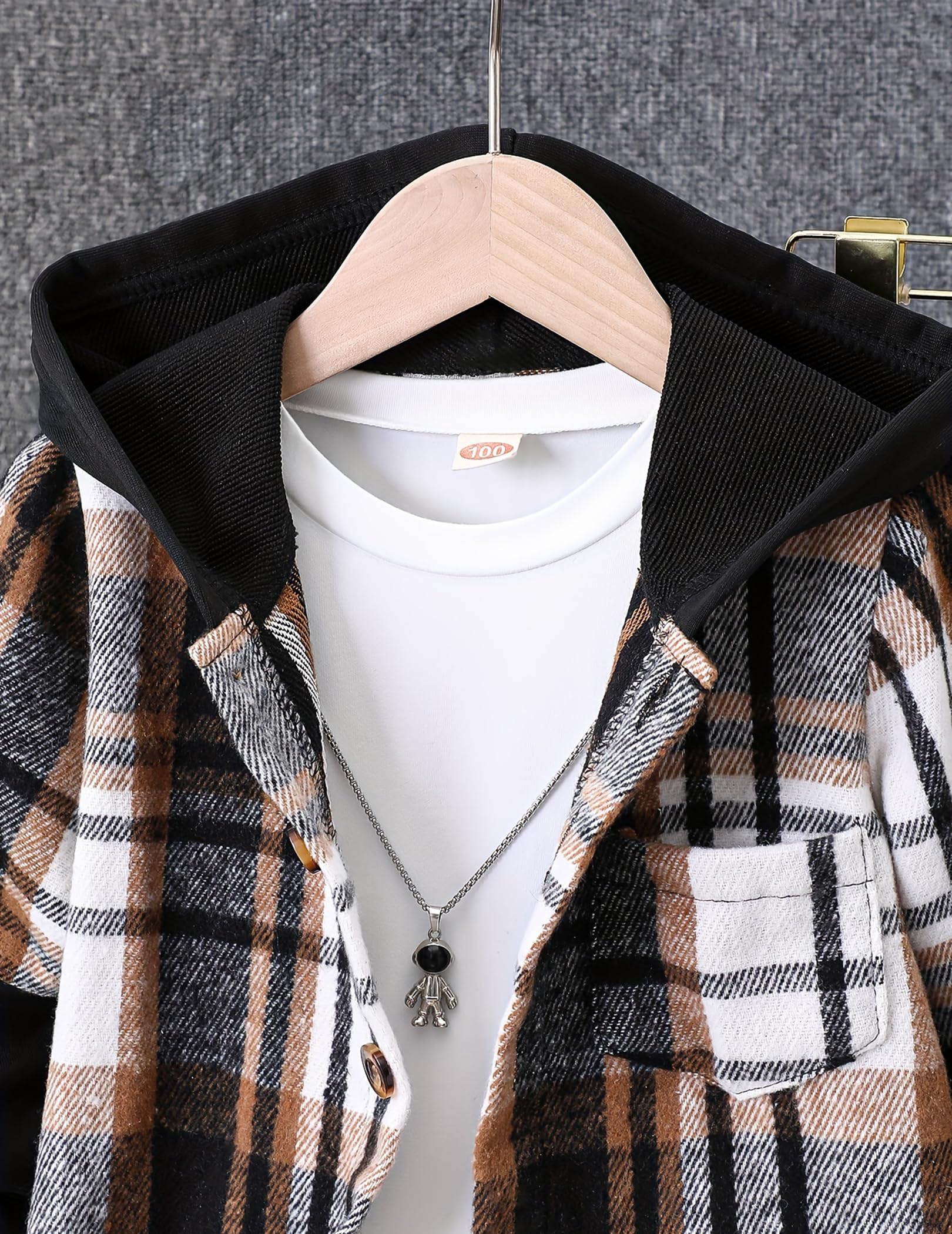 2Pcs Kids Boys Flannel Plaid Shirt Tops Pants Set Hoodie Sweatsuit for Fall Winter Spring Outfits 4-12 Years