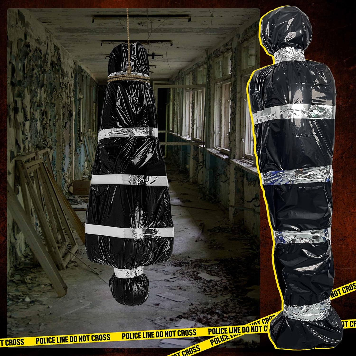 AnanBros 5ft Hanging Corpse Dead Victim Props Halloween Decorations, Haunted Creepy House Halloween Decor,Scary Halloween Decorations Outdoor Clearance, Outdoor Halloween Inflatables Yard Decorations
