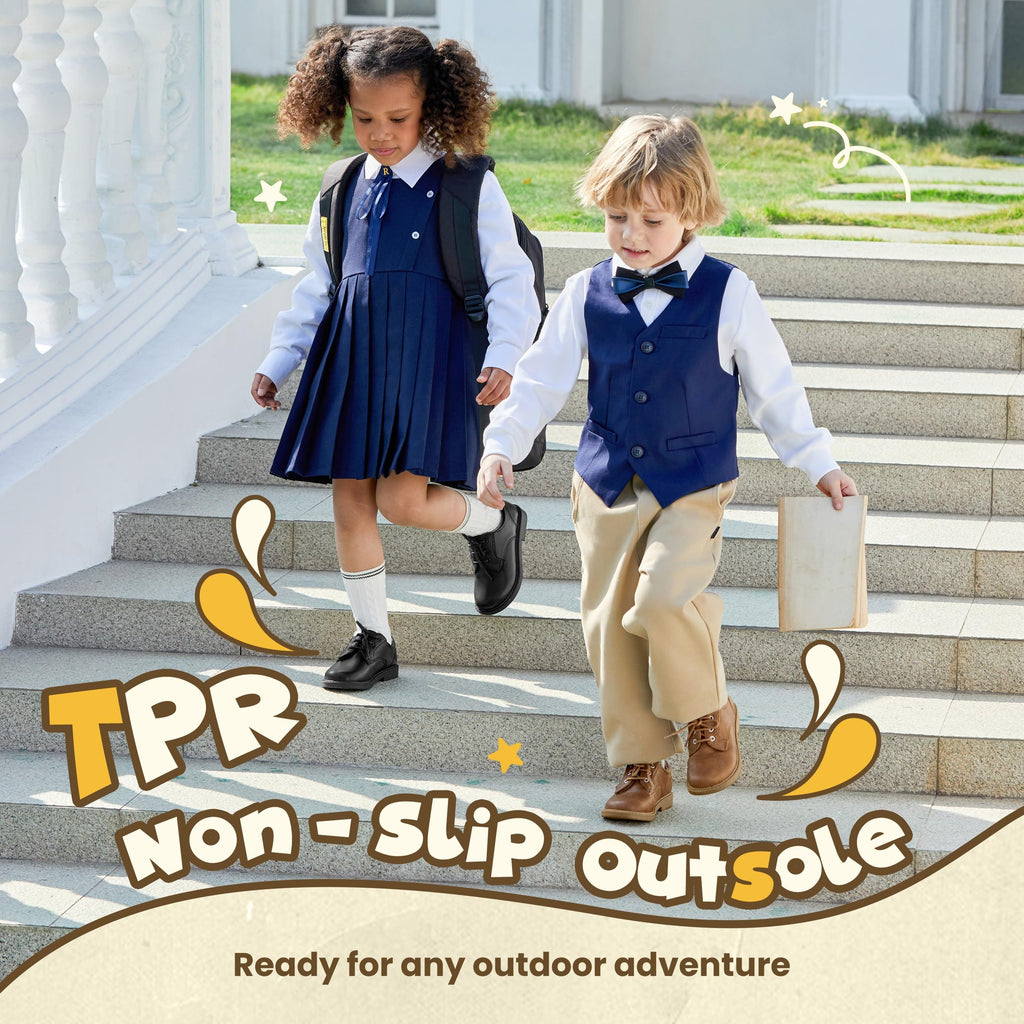 PATPAT Boys Girls Dress Shoes,Oxford Loafers Formal School Shoes for Toddler Little Big Kids