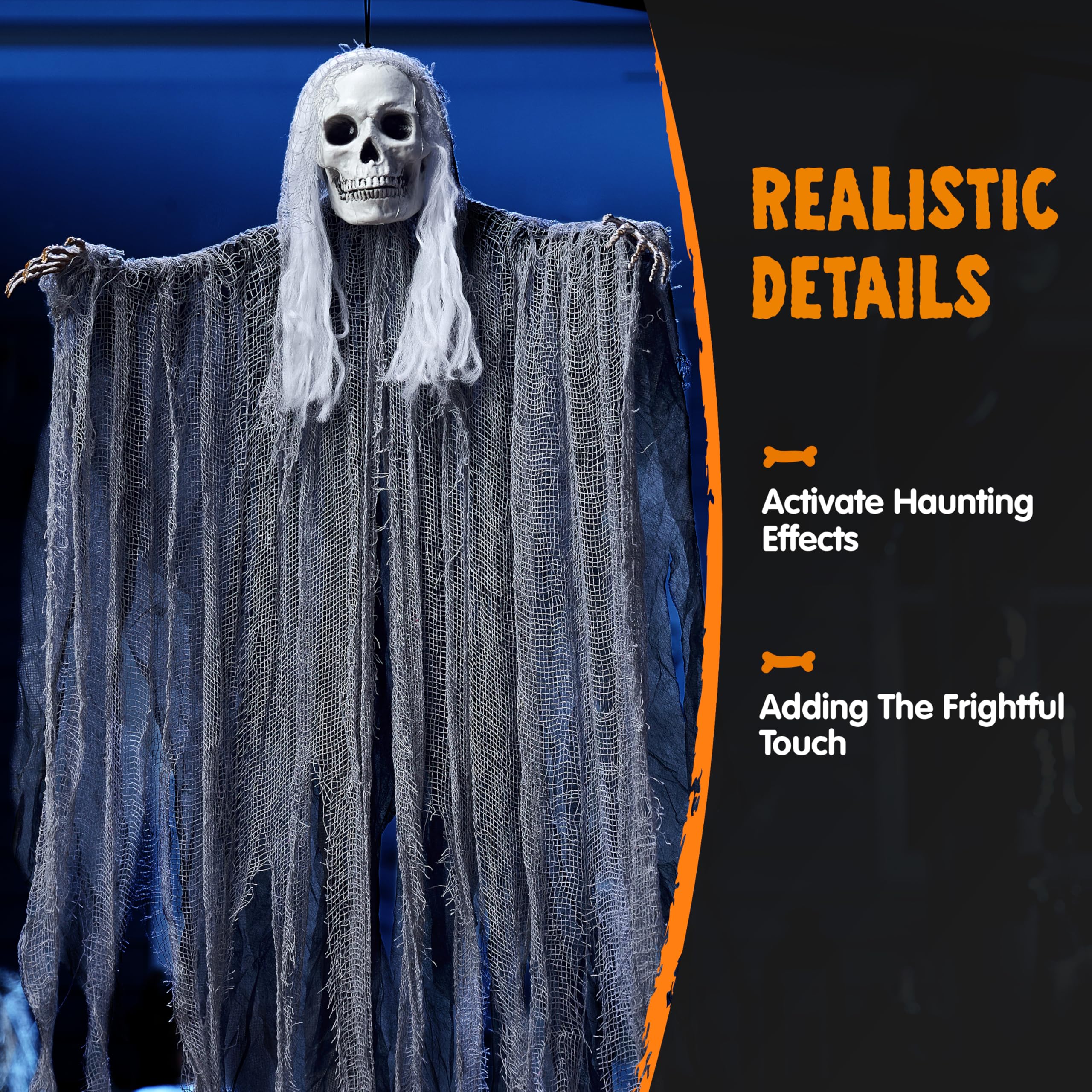 JOYIN 3 Pack Hanging Halloween Skeleton Ghosts Decorations, Grim Reapers for Best Halloween Outdoor Decorations