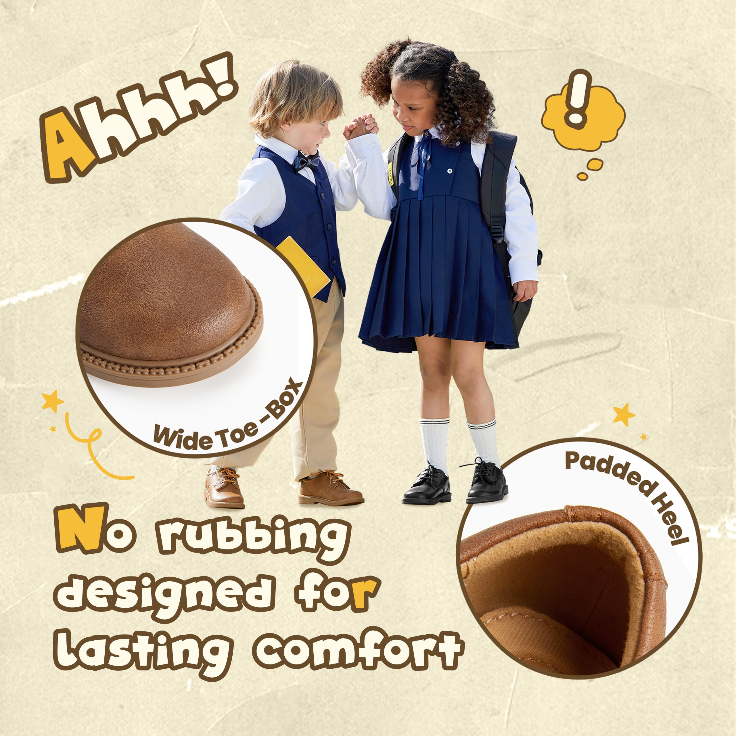 PATPAT Boys Girls Dress Shoes,Oxford Loafers Formal School Shoes for Toddler Little Big Kids