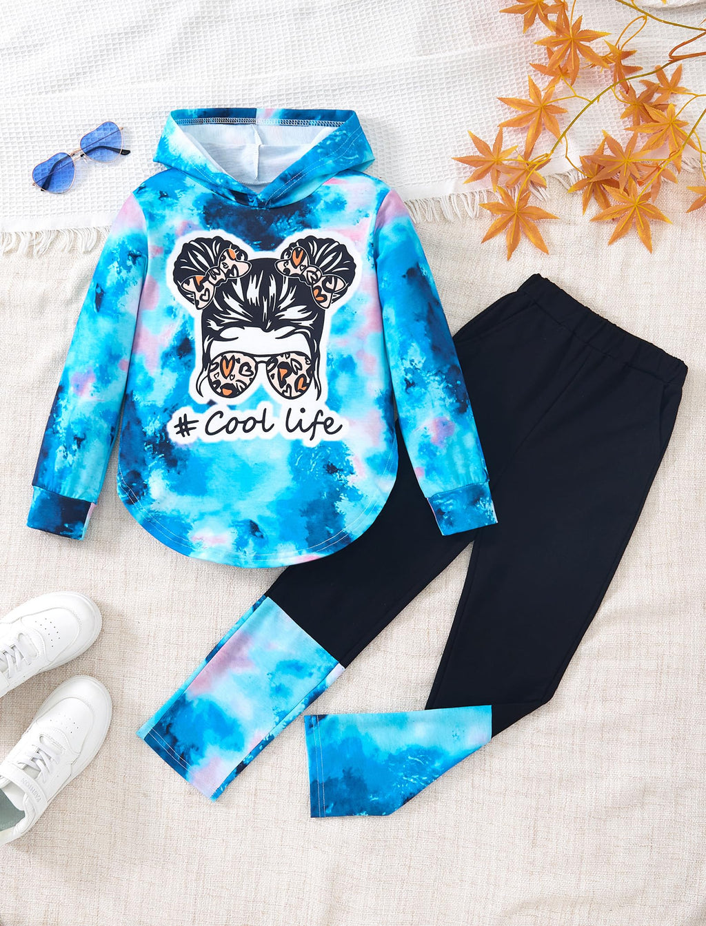 Girls Clothes Tie Dye Long Sleeve Hoodie Sweatshirt and Pants Sets Cute Girl Outfits Size 5-14 Years
