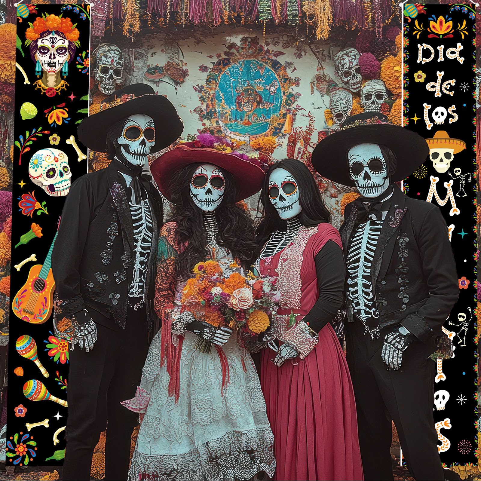 Fall Harvest Scarecrow Porch Banner Sign - Autumn Thanksgiving Front Door Decorations, 12 x 71 Inch