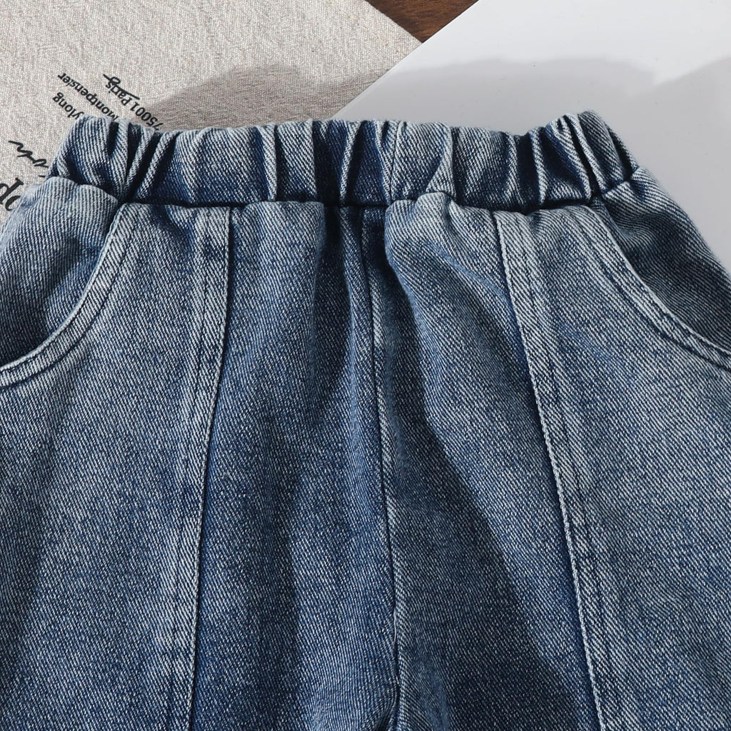 3-7 Years Toddler Girls Pants Set - Tassel Top & Washed Denim Pants Fall Winter Clothing Outfits Set for Girls