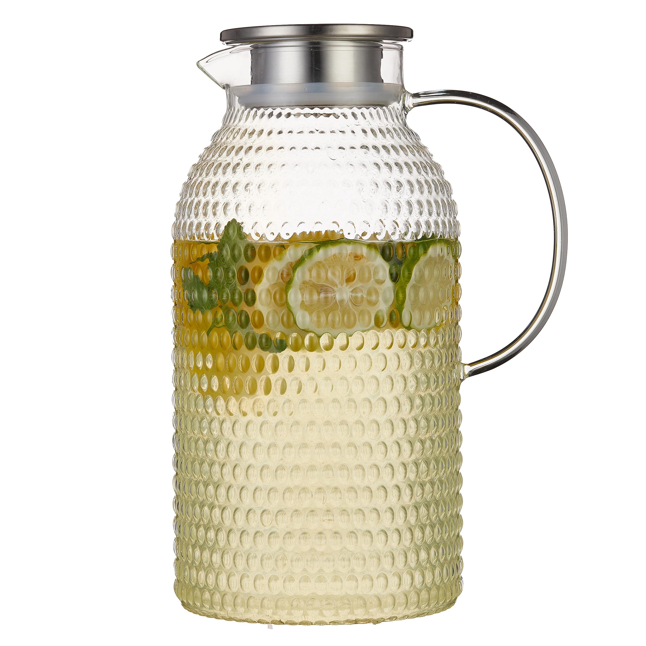 Karafu 68 Oz/2 Liter Glass Pitcher with Lid, Heat Resistant Water Jug for Hot/Cold Water, Ice tea and Juice Beverage