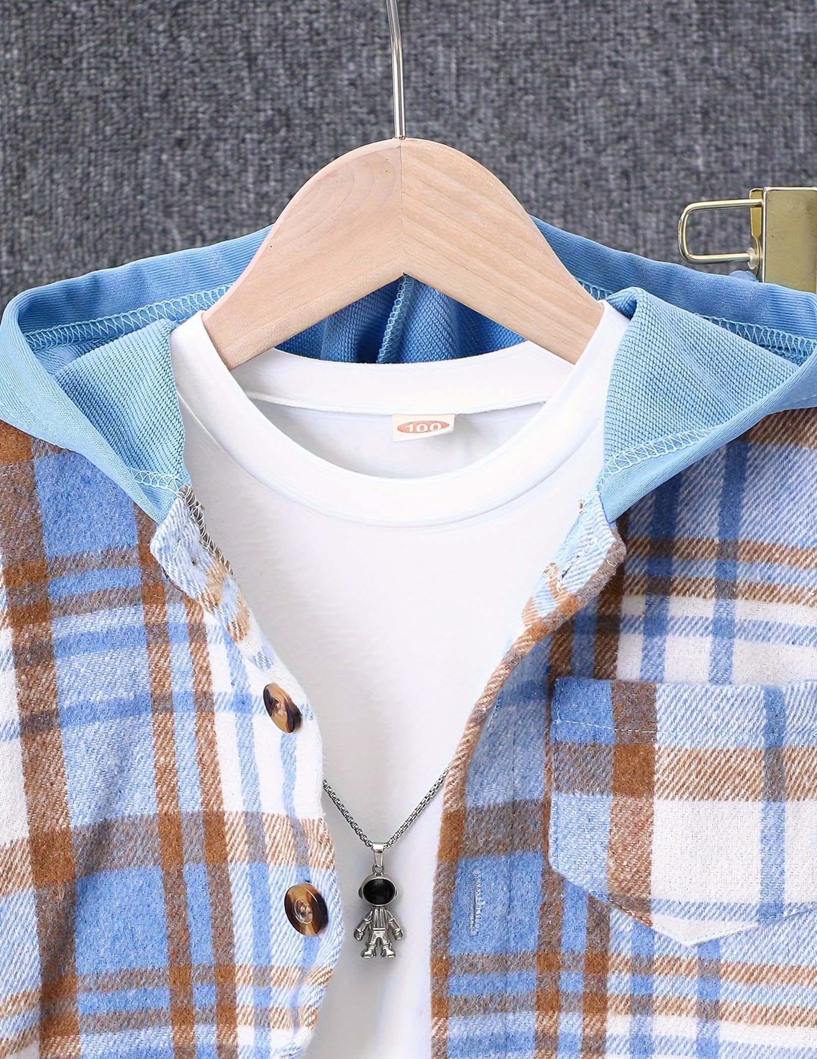 2Pcs Kids Boys Flannel Plaid Shirt Tops Pants Set Hoodie Sweatsuit for Fall Winter Spring Outfits 4-12 Years