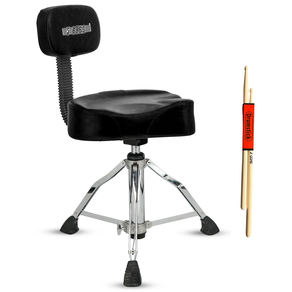 5Core Drum Throne Padded Guitar Stool Backrest Drummer Seat for Adults & Kids BLACK-0